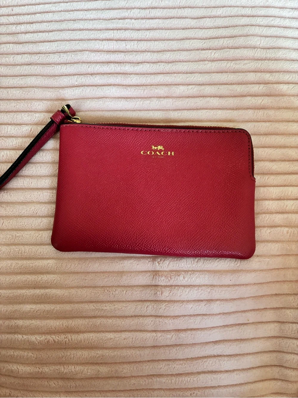 COACH Dark Pink Leather Zip Pouch